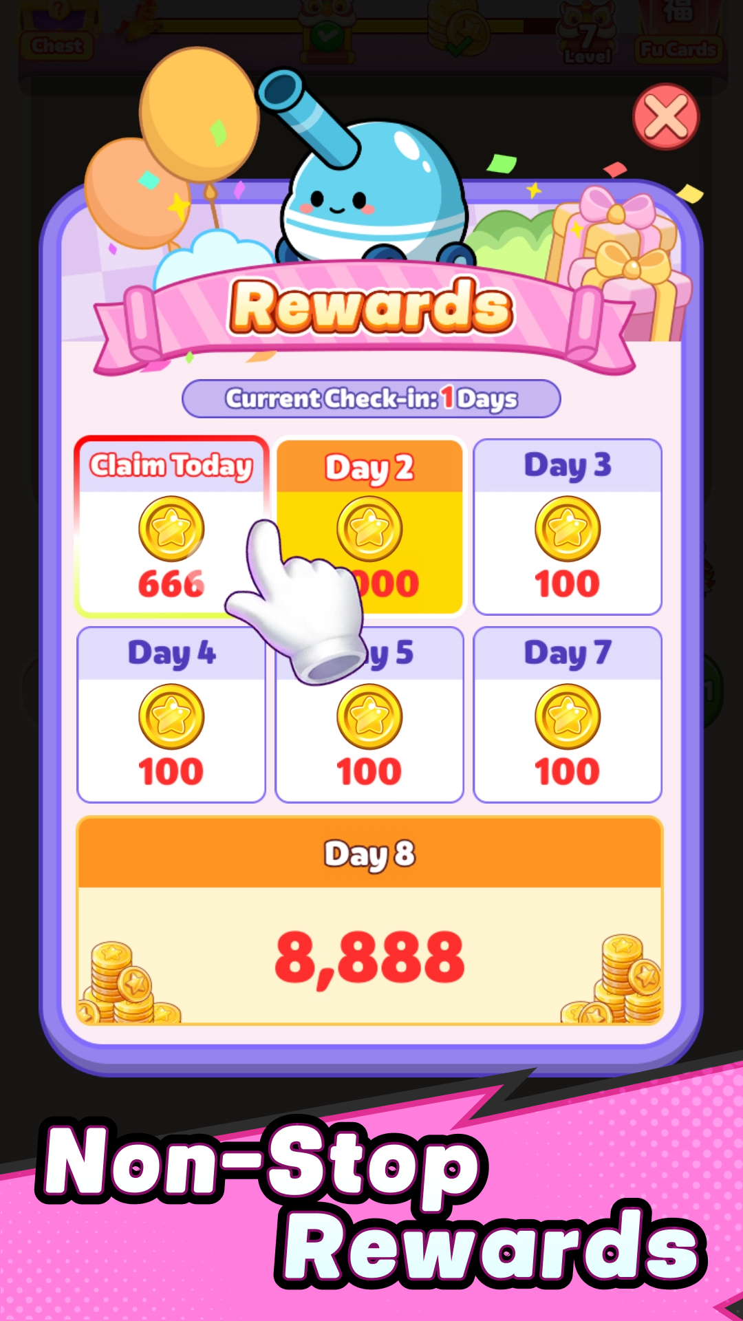 Pop Rampage: Balloon Blast in-game screenshot with action and effects